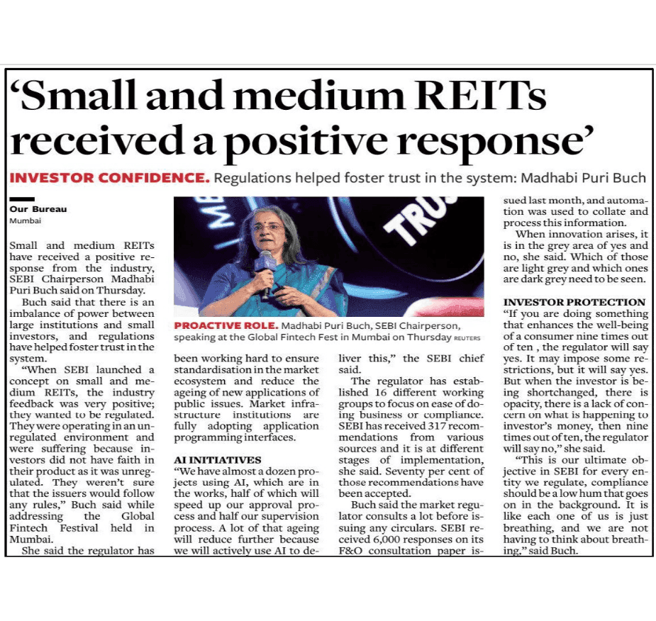 Small and medium REITs received a positive response